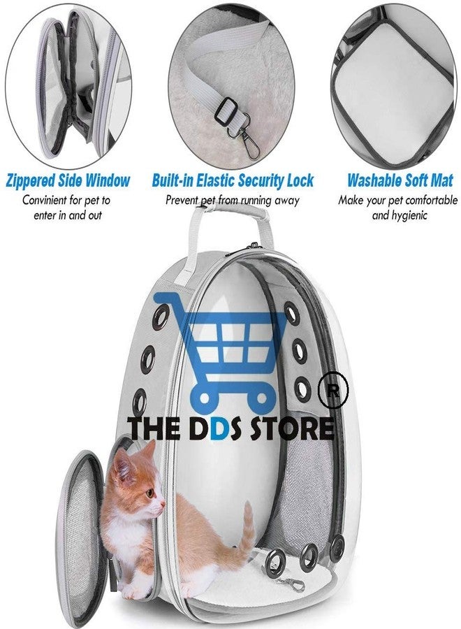 THE DDS STORE حقيبة ظهر شفافة لحمل القطط والجراء من متجر DDS، قابلة للتهوية، مناسبة للسفر (رمادي) - Image 2